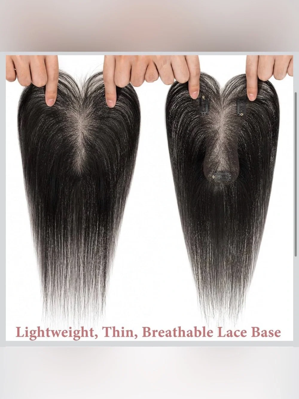 Human Hair Topper With Air Bangs Lightweight Clip In Hair Topper